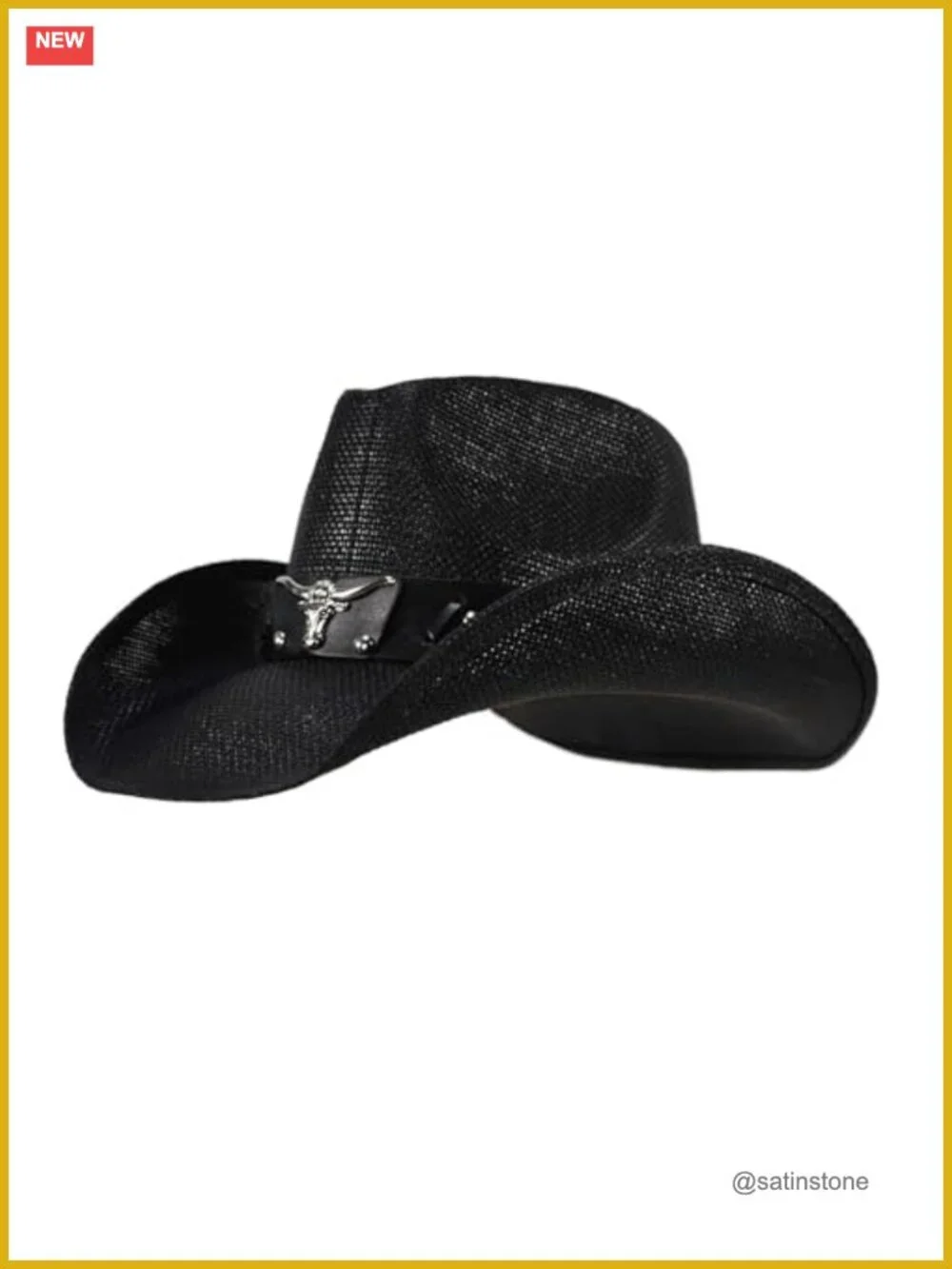 Straw Cowboy Hat with Elastic Sweatband - Breathable Woven Straw Western Hat